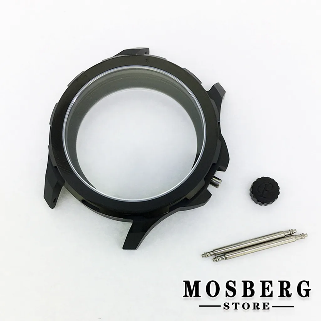 44mm Silver Black Rose Gold Watch Case Solid 316L Stainless Steel For ETA 6498 6497 ST3600 Movement Accessories Parts - купить по