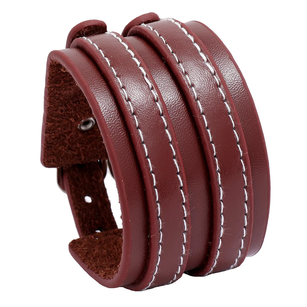 

2020 Vintage Genuine Leather Bracelet Bracelets Brand Punk Wide Charm Bracelets For Men