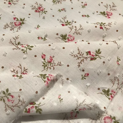 Soft Floral Cotton Fabric Jacquard Flower Printed White for Dress Pink Blue Apricot Yellow by the meter | Дом и сад