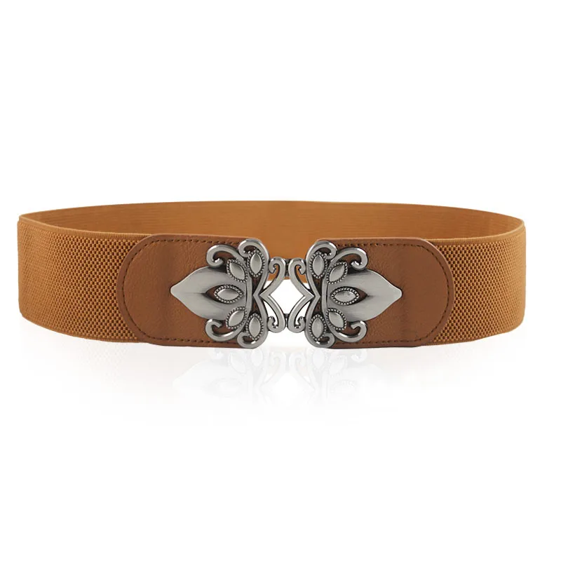 Style A-Brown Горячий Женский 6 см широкий эластичный пояс-стрейч ремень под кожу аллигатора леди каммербенд Тощий мягкий вокруг талии полоса простой женский пояс - Цвет: Style A-Brown
