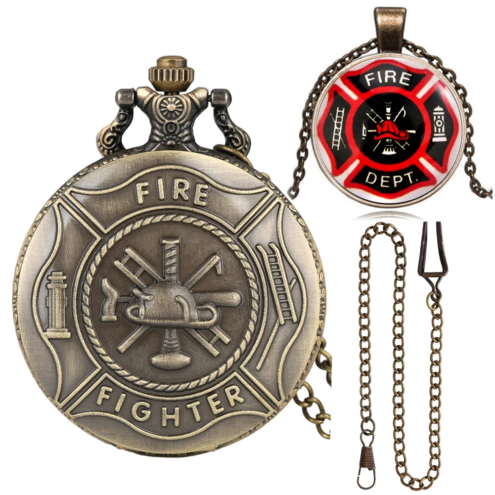 Retro Pocket Watch Kit Bronze Quartz Pocket Watch With Mini Necklace Accessories Pendant Watch Birthday Gift Set for Grandson