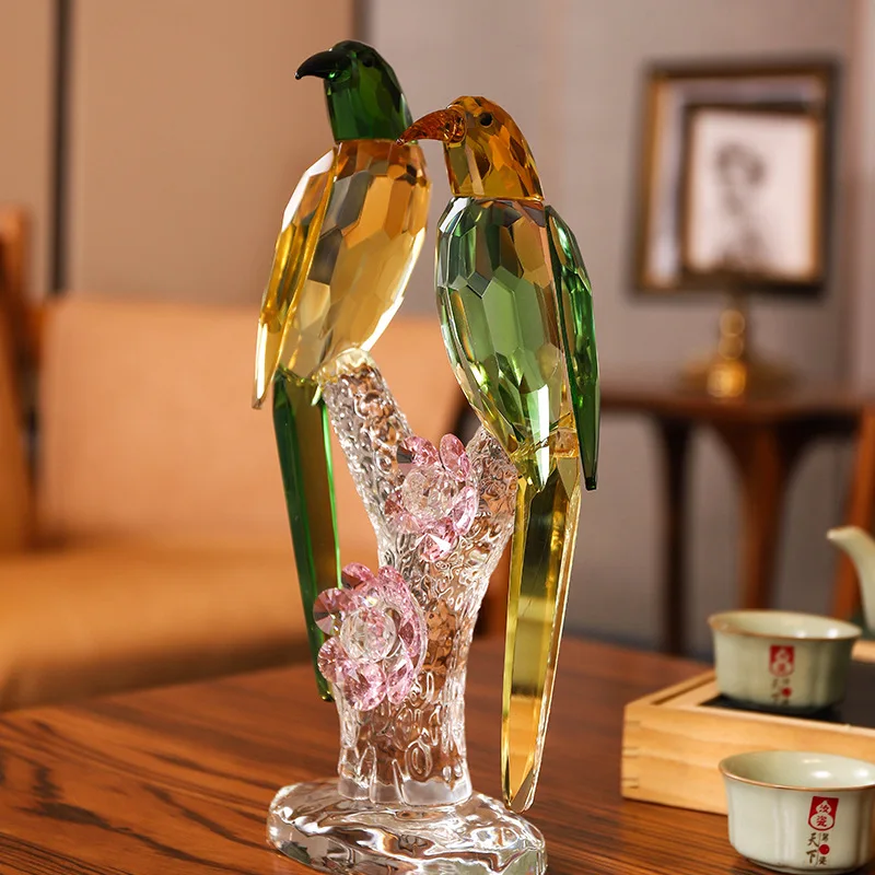 

Modern geometric crystal bird hotel model room living room TV wine cabinet soft decoration parrot handicraft decoration