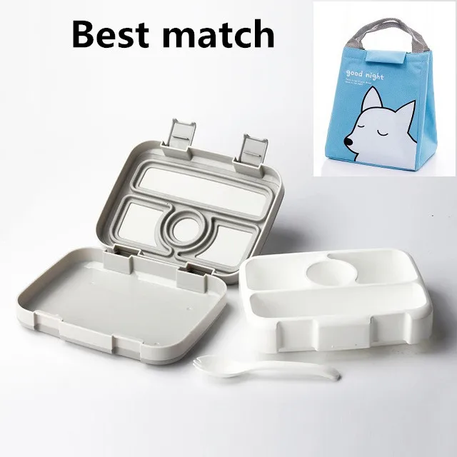 Gray 4 and bag MICCK BPA Бесплатный Ланч-бокс для детей с отсеком для микроволновки мультяшный Bento box герметичный контейнер для еды ланчбокс для пикника - Цвет: Gray 4 and bag