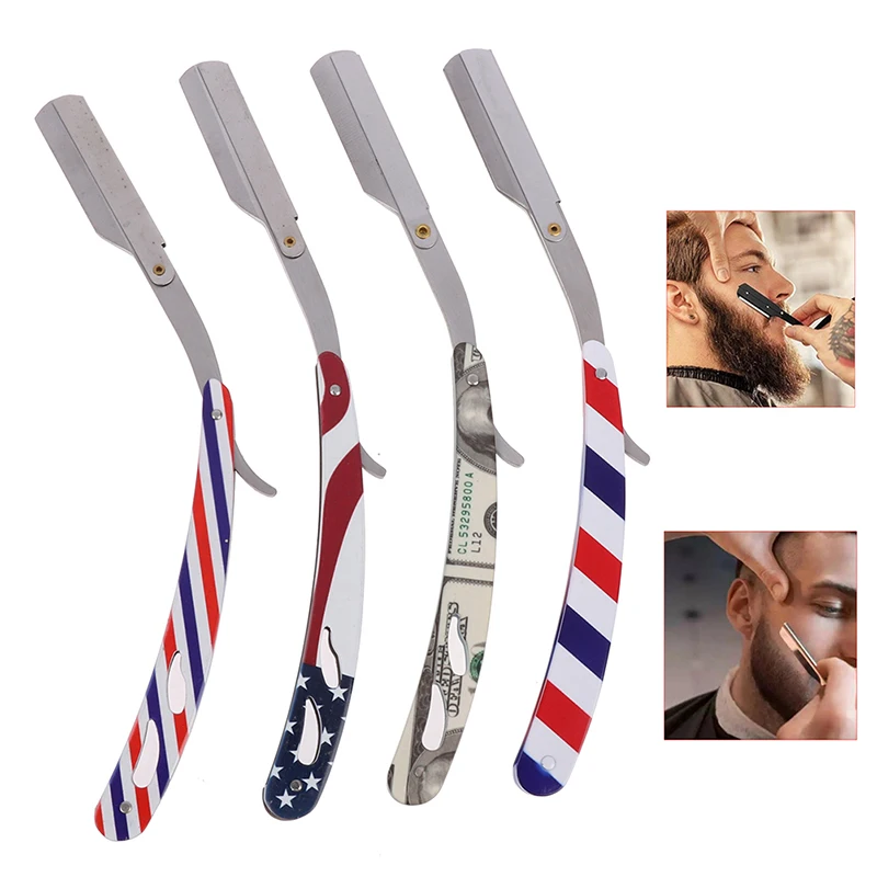 

Men Stainless Steel Handle Straight Edge Barber Razor Holder Retro Classic Men Shaving Razor Blade Holder Folding Shaving Razor
