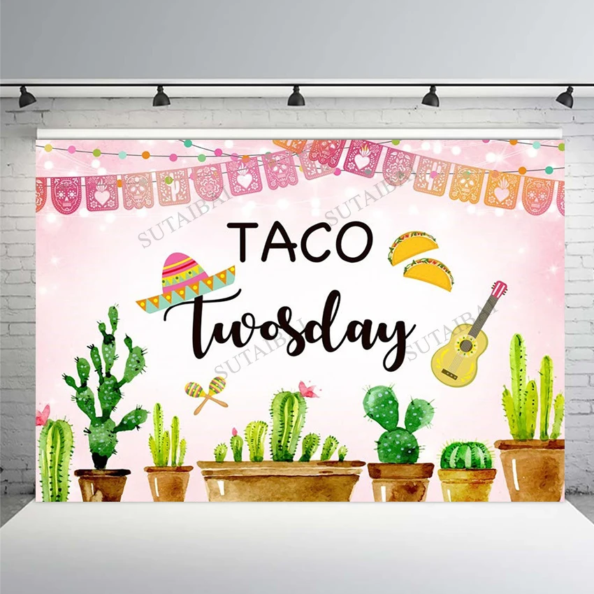 

Мексиканский праздник Taco Twosday День Рождения фотография фон праздник второй день рождения девушка кактус Цветочный декор баннер