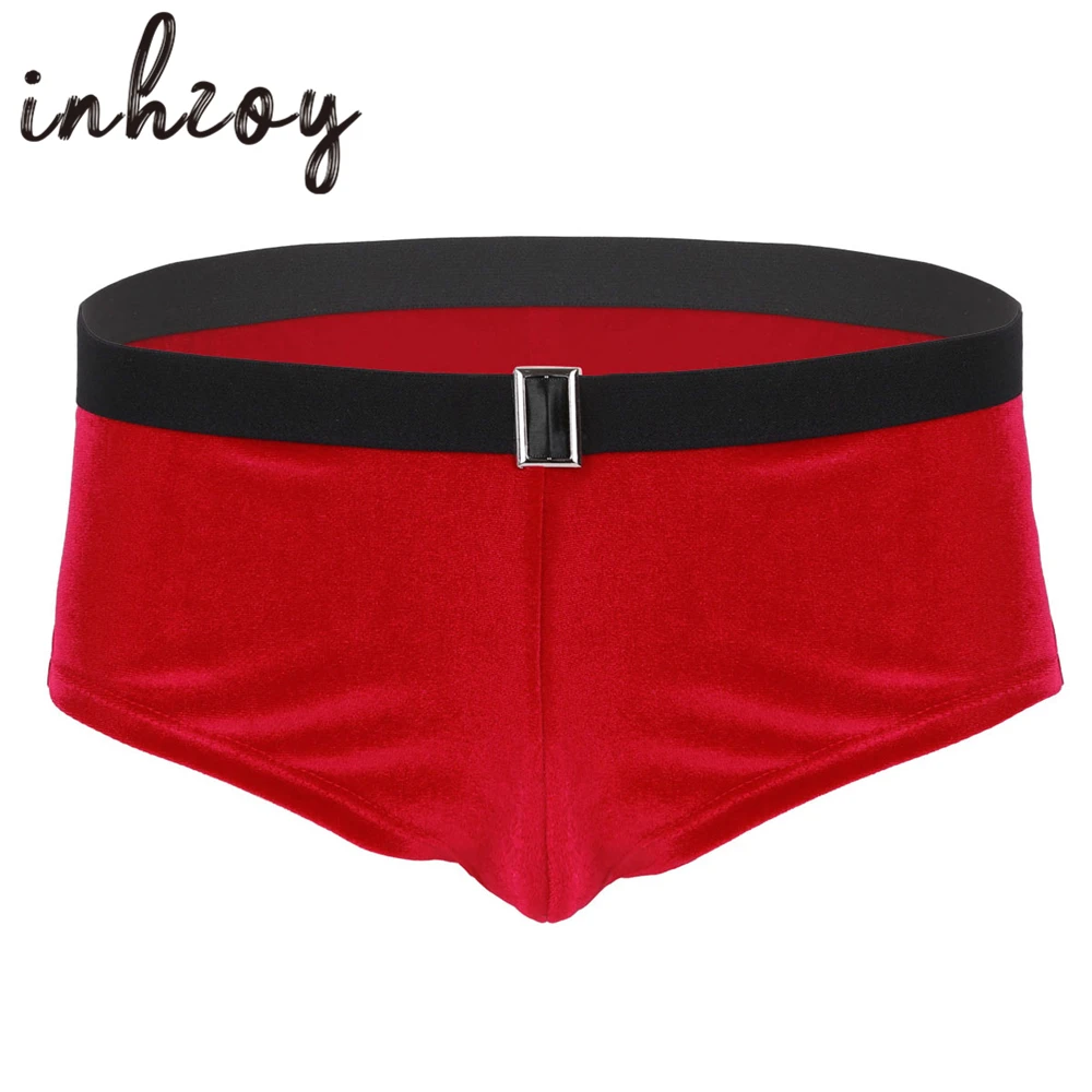 Сексуальное мужское нижнее белье красные мягкие бархатные шорты боксеры хит