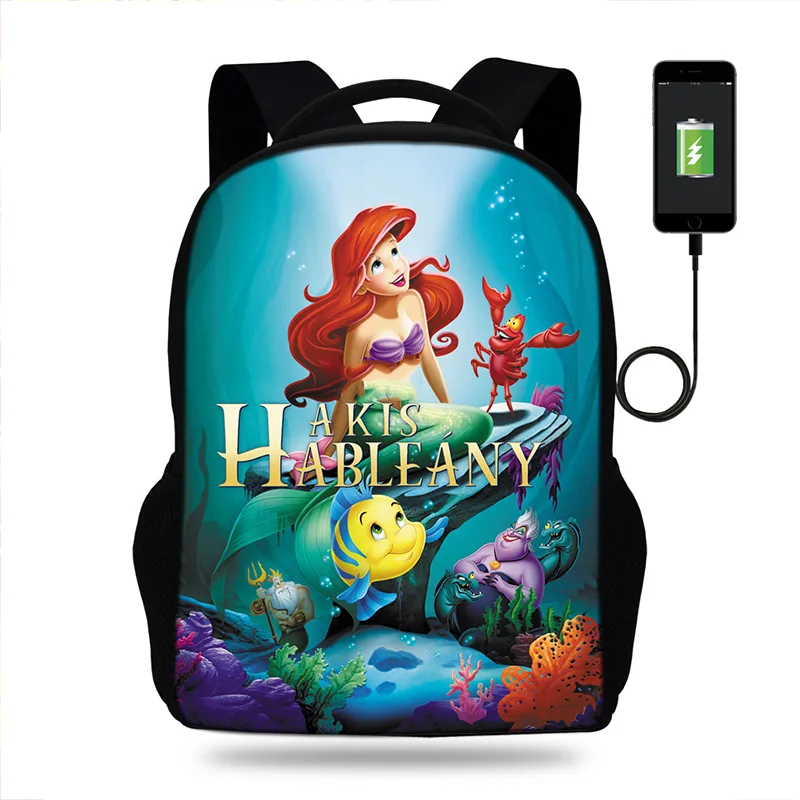 Классический рюкзак Русалочка мужской USB зарядные рюкзаки для подростков