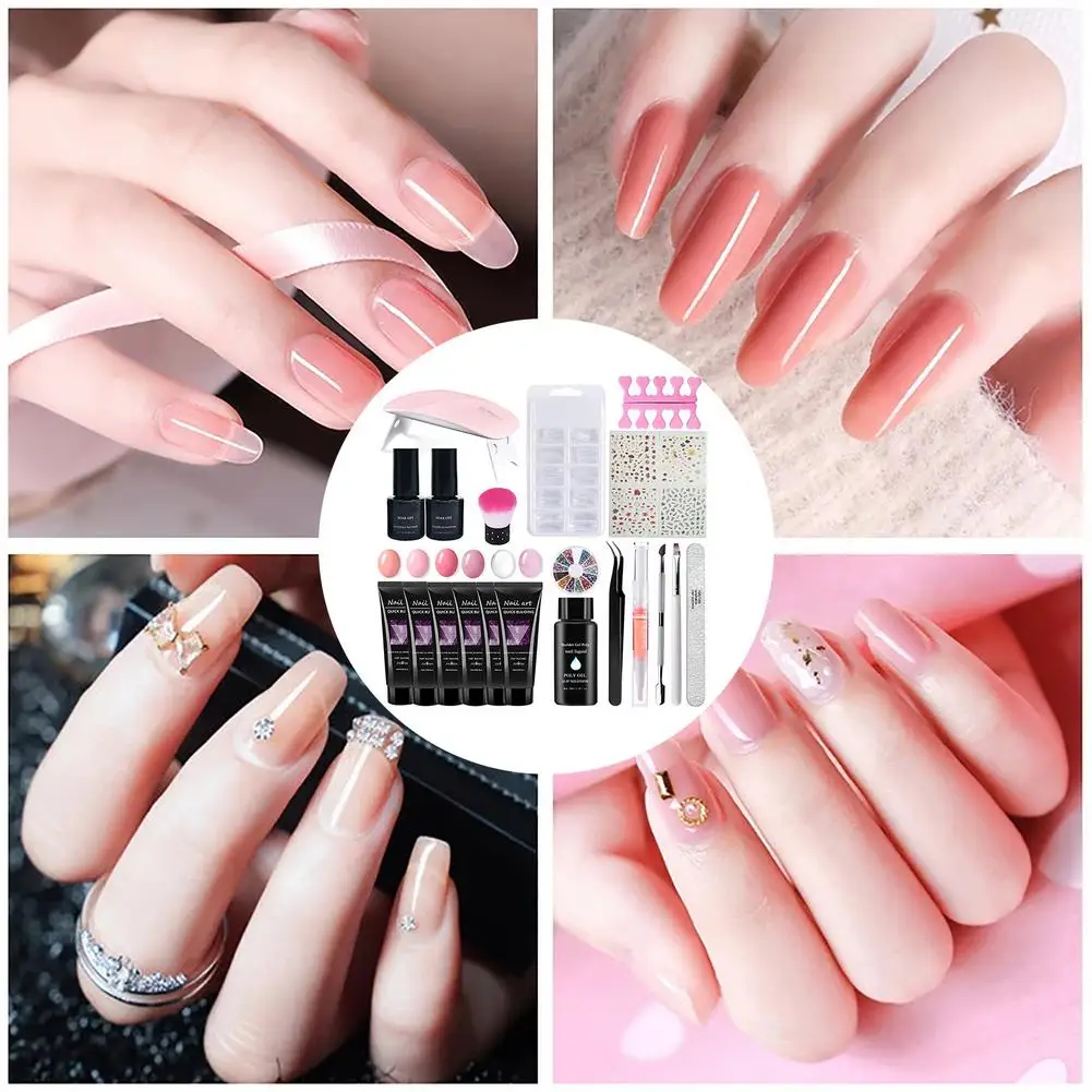 

Nail Gel Set UV Lamp Nail Extension Kit Nails Starter Set Made of Natural Resin Organic Odorless,Not Harm Your Nails