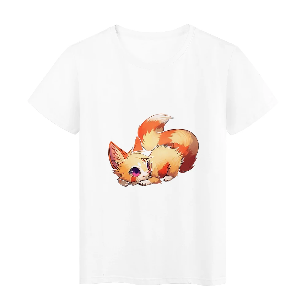 

Cute Japanese Clothes Kawaii Fox Animal Printed Harajuku T shirt Women Casual Tops Summer Autumn Elegant Lady Clothes Aesthetic
