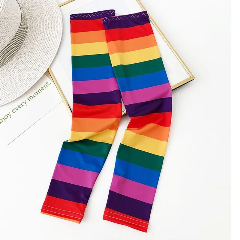 

3 Pairs Summer Ice Sunscreen Cool Sleeves For Women 2021 New Outdoor Sports Sleeve Rainbow Versatile Arm Warmers Breathable
