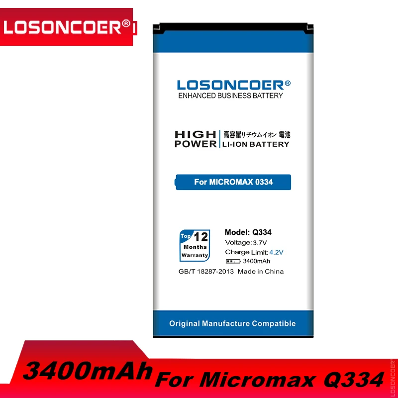 LOSONCOER 3400 мАч Q334 Для Micromax BQ Strike BQS 5020 BQS-5020 strike аккумулятор для мобильного телефона +