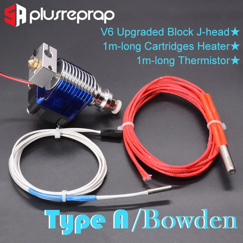 V6 J-head 12V 24V все металлические Hotend Уэйд или экструдер Bowden в нагреватель термистор Вентилятор Насадка теплоотвод для 1,75/3 мм 3D-принтеры часть