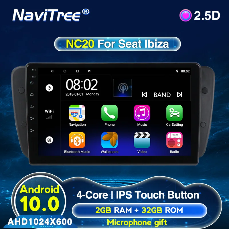 Android 2G + 32G ips для Seat Ibiza 2009 2010 2011 2012 2013 автомобильный Радио Мультимедиа Видео плеер