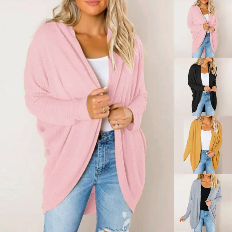 

Long Sleeve Women Open Front Cardigan Sweater Chunky Coat Jacket Top Jumper New