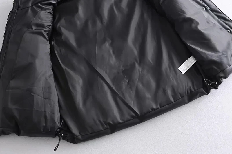 

2021 fashion PU Faux leather jacket women sleeveless thick coat streetwear spring winter zipper coat