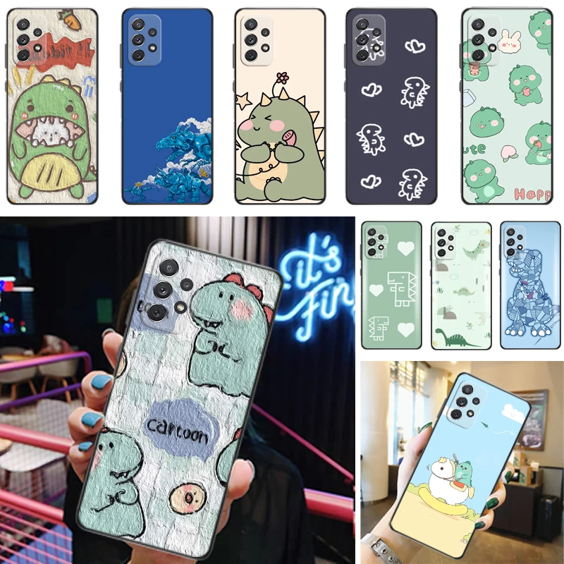 

Cute Funny Flowers Couples Dinosaur Color Painting Phone Case For Samsung Galaxy A52 A72 4G 5G Soft TPU Coque Carcasa Cases