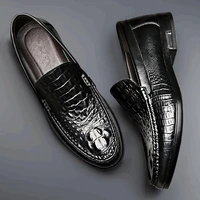 genuine leather shoes men formal loafers men brown dress party shoes for men oxford elegant crocodile print leather shoes man