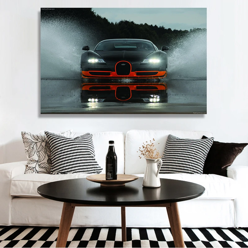 

Modern wall artist house decoration printing Bugatti Veyan supercar picture modular canvas car poster decoration painting
