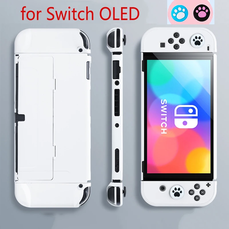 

Switch OLED Cover 3 in 1 Hard Shell Case Tempered Screen Protector Film Thumb Grips Caps for Nintendo Switch OLED Accessories