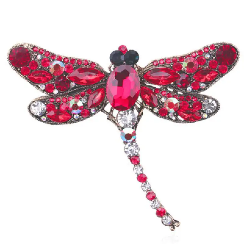 Crystal Vintage Dragonfly Brooches For Women Large Insect Brooch Pin Fashion Dress Coat Accessories Cute Jewelry | Украшения и
