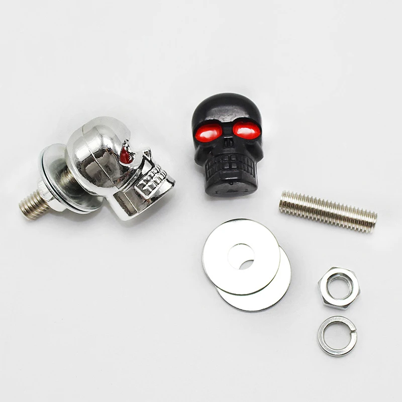 

2pcs Motorcycle Plastic & Steel Skull License Plate Frame Bolts Screw License Plate Frame Bolts Easy And Convenient Installation