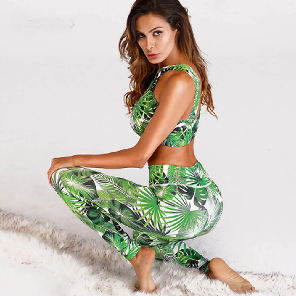 Women's Sport Gym Yoga Vest Bra Sports Jog Legging Pants Outfit Wear Set 2 Piece