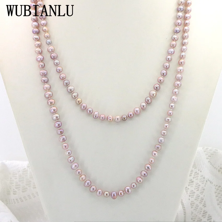 WUBIANLU Новинка 2 вида стилей г. длинное ожерелье с пресноводным жемчугом 7 8 мм
