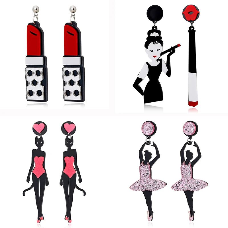 Женские акриловые серьги подвески YAOLOGE вечерние длинные с кристаллами