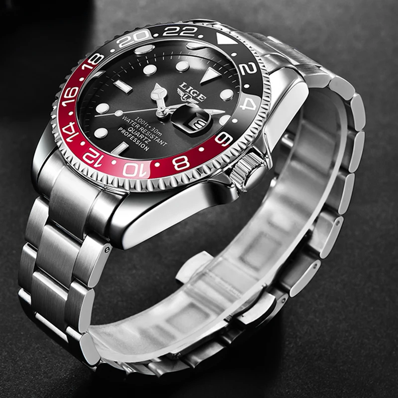 Часы наручные LIGE Мужские кварцевые модные деловые водонепроницаемые брендовые
