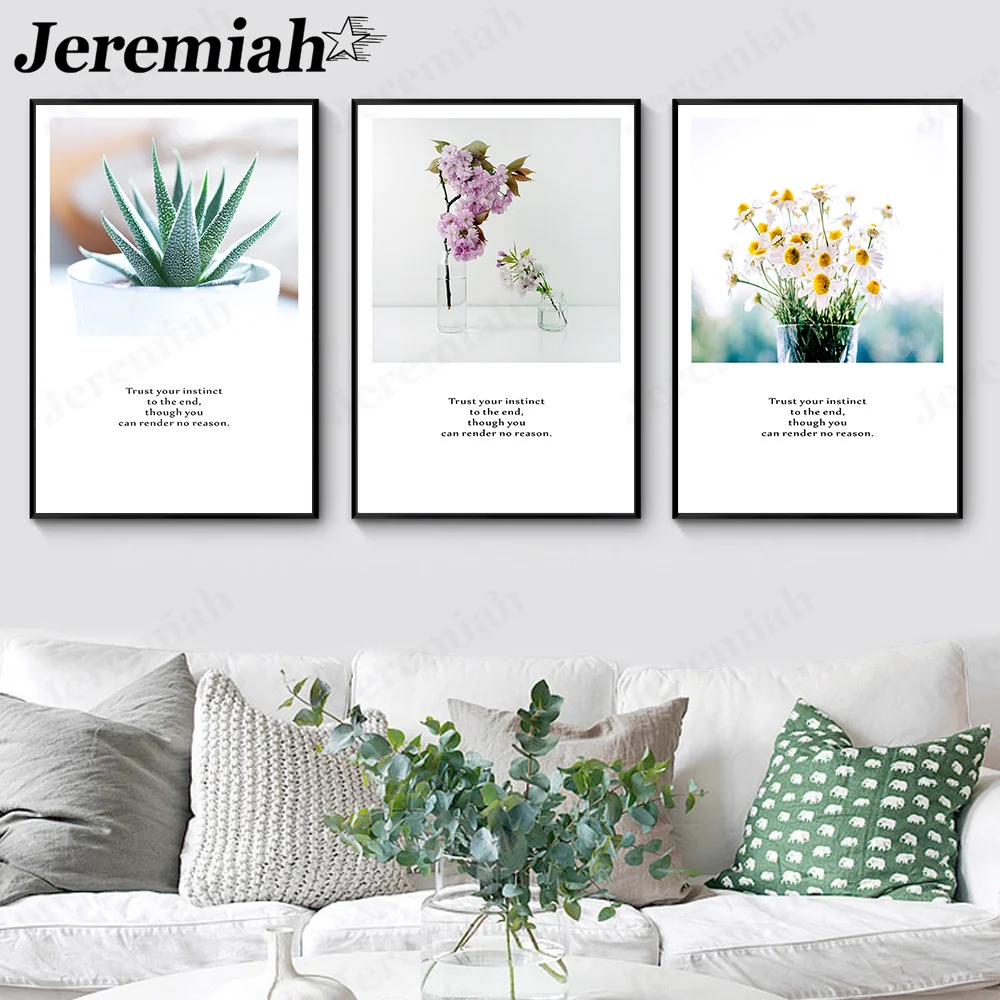 

Modern Green Planting Canvas Poster Simple Flower Still Life Painting Wall Art Nordic Home Room Decoration Frameless