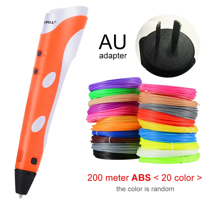 Orange AU-200m ABS Myriwell 3D печати Ручки 1,75 мм ABS Smart 3D ручка с нити для детей развивающая серия хобби игрушки - Цвет: Orange AU-200m ABS