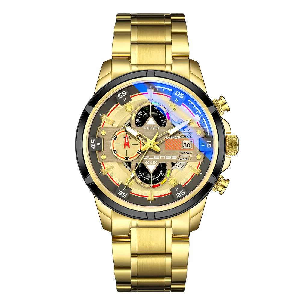 

New Men's Sports Watch Seamless Steel Multi-Functional Blue Light Fashion Waterproof Watch Couple Sports Watch