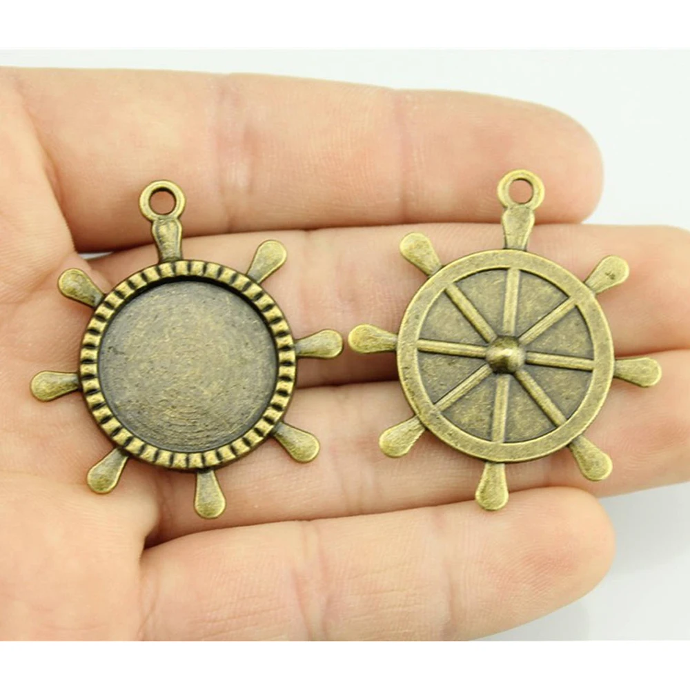 

Accessories for jewelry charm DIY 20mm Round Rudder Style pendant base 5pcs