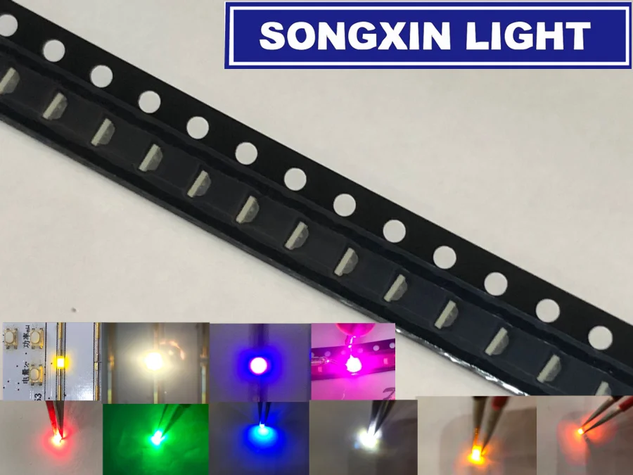 100 шт. боковые SMD 0805 0802 светодиоды белый красный зеленый синий желтый/теплый