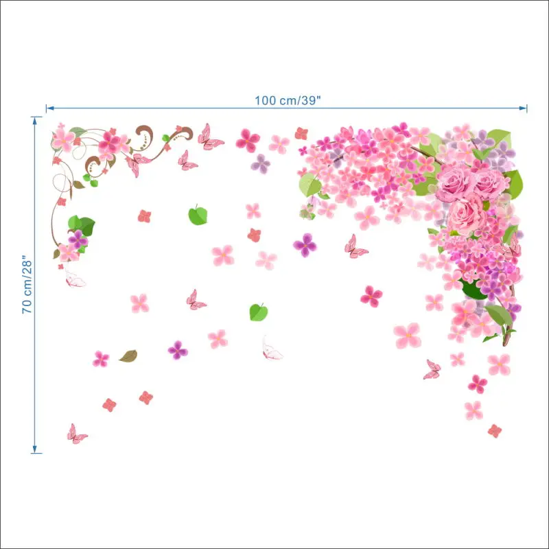 Романтические цветочные бабочки наклейки на стену для девочек женские росписные