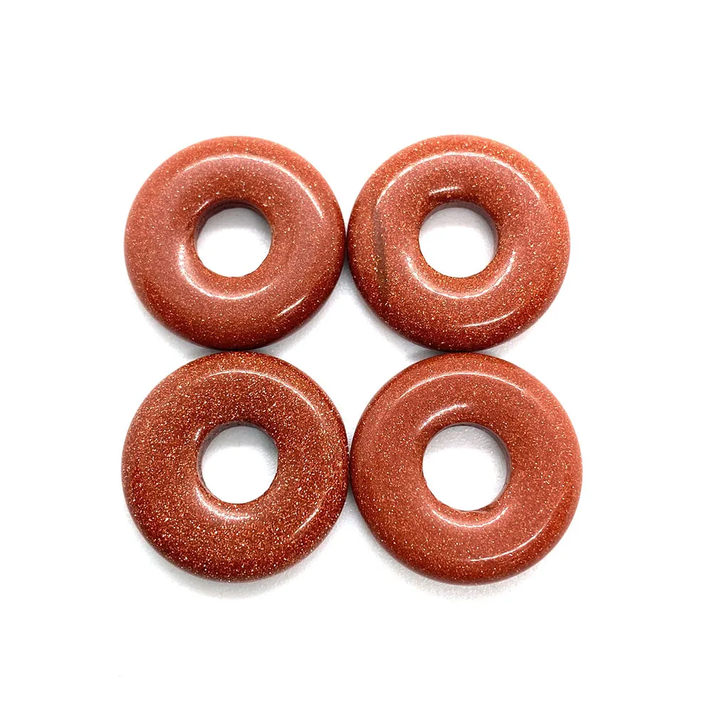 3 шт. Натуральный Полудрагоценный камень ностальгические кольцо подвеска-пончик