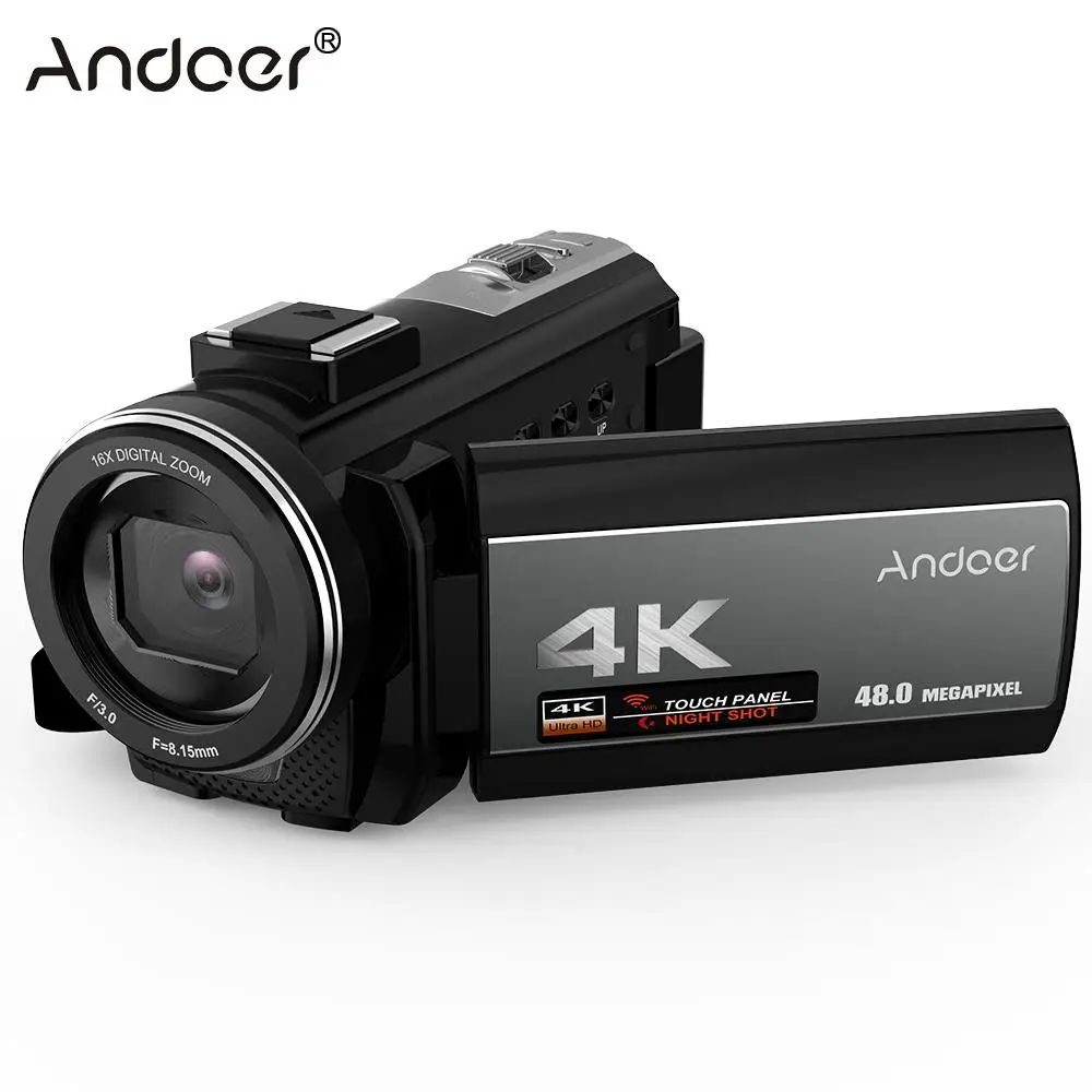 Цифровая видеокамера Andoer 4K Ultra HD 48 МП Wi Fi с сенсорным экраном 3 0 дюйма ИК