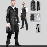 16 male leather coat suit windbreaker clothing sets with accessories for 12 men action figures bodies model