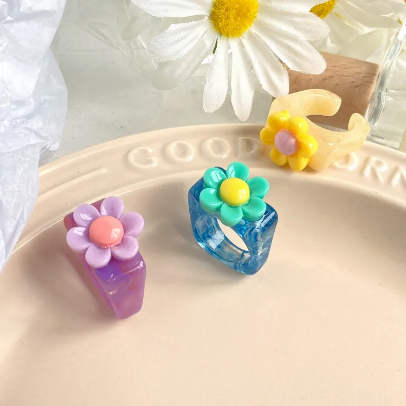 

2021 Jewelry Gifts Women Design Sense Resin Flower Ring