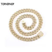 tophiphop 12mm myer pav%c3%a9 cubic zircon cuban chain necklace bubble diamond necklace mens and womens jewelry gift exquisite box