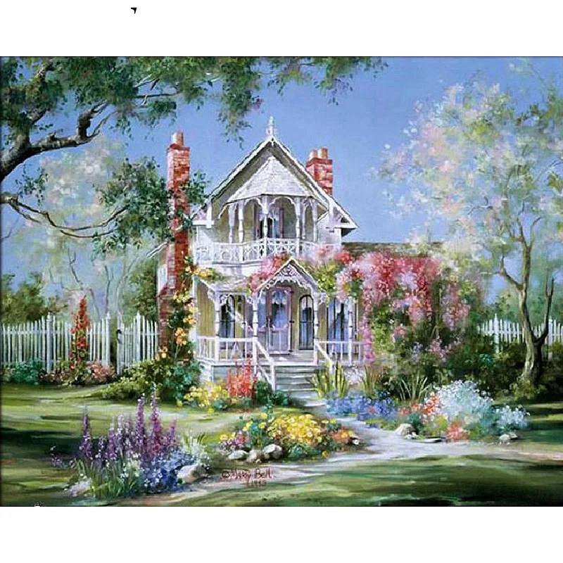 Dream Villa House Paint By Numbers Coloring Hand Painted Home Decor Kits Drawing Canvas DIY Oil Painting Pictures By Numbers