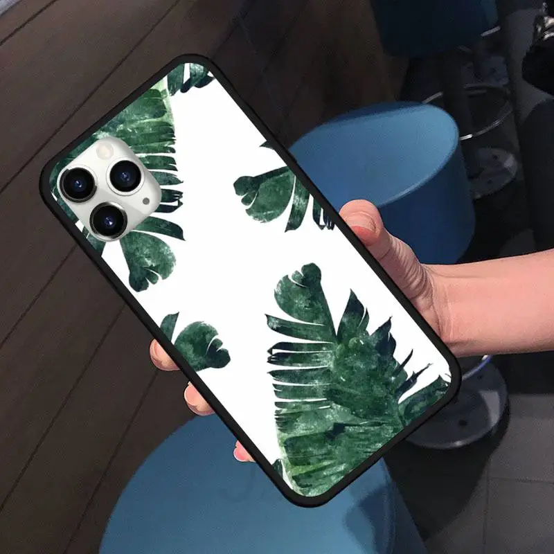 

green leaf beautiful painting Phone Case for iPhone 11 12 pro XS MAX 8 7 6 6S Plus X 5S SE 2020 XR shell cover funda