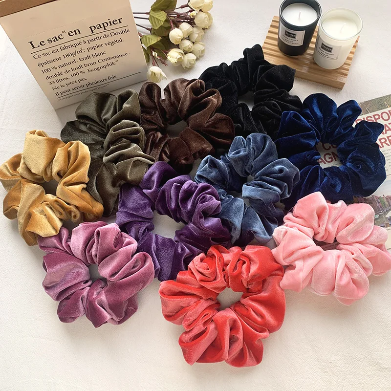 

Large Intestine Hair Ring Solid Color Velvet Elastic Hair Bands Horsetail Balls Girls' Women Hair Accessories Simple Temperament