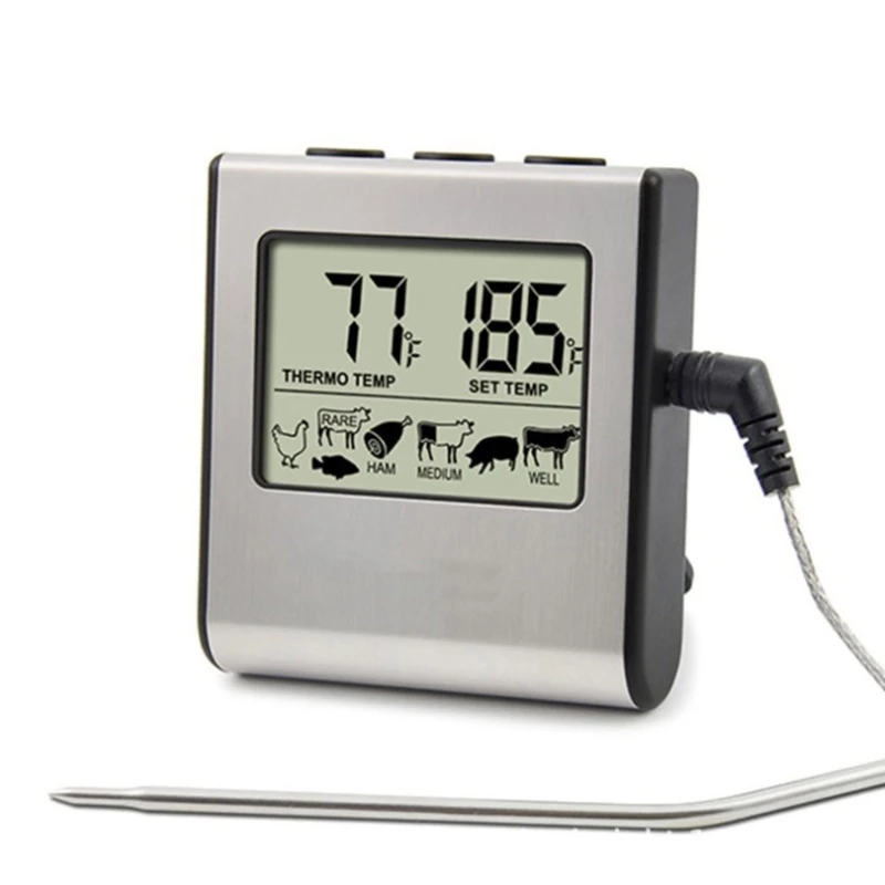 

TP16 Digital Barbecue Meat Thermometer For Oven Thermomet With Timer Meat Probe Cooking Kitchen Thermometer For Meat