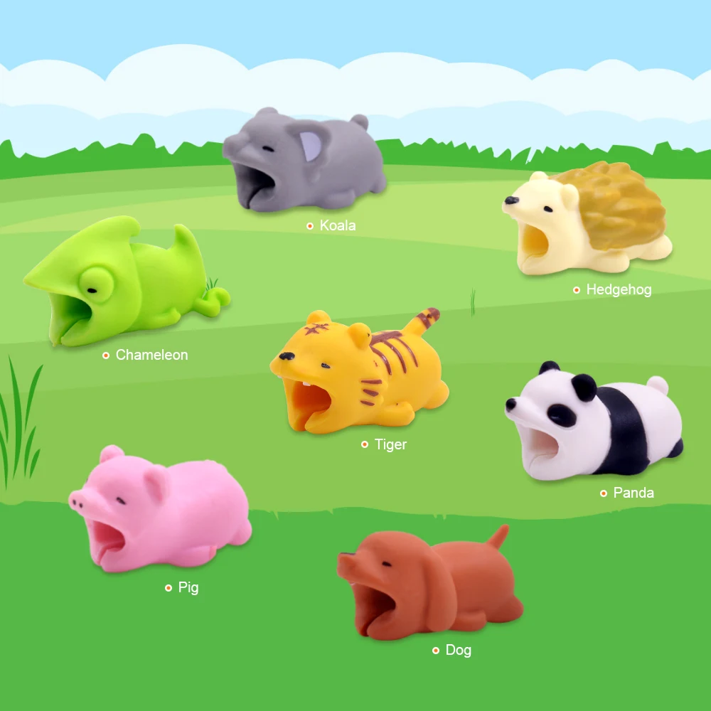 CHIPAL Милая защита кабеля в виде животного для iPhone USB Кабельный органайзер Chompers Wire