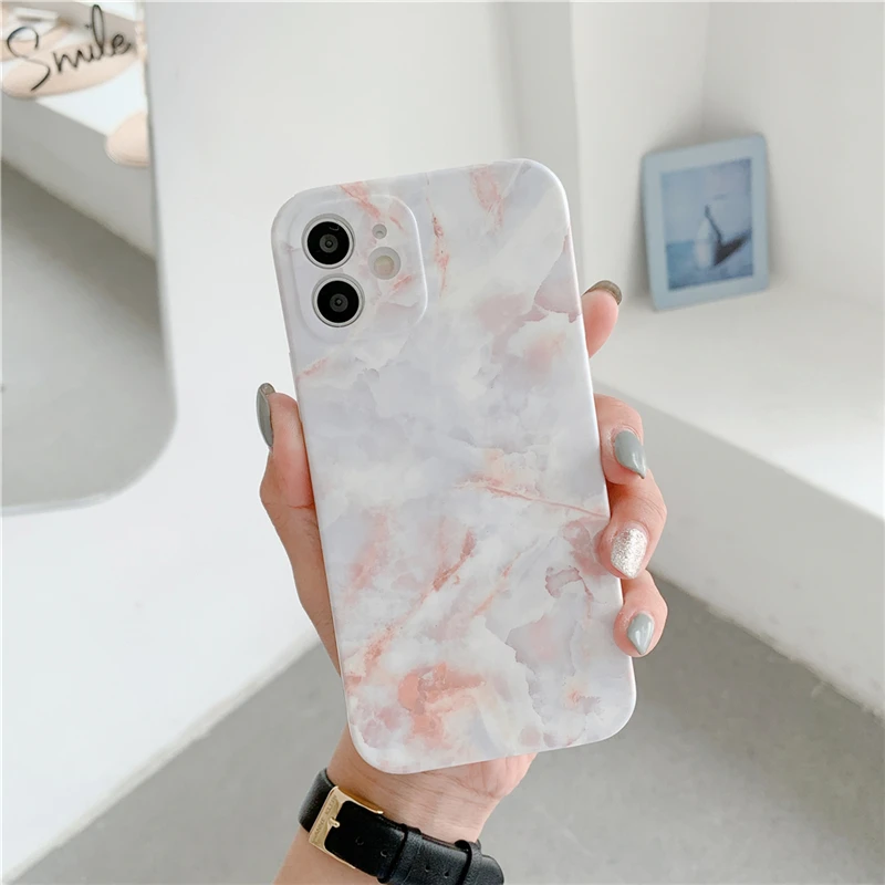 

Luxurious Marble Stone Texure Case For iPhone 11 12 Pro Max 12 Mini 7 8 Plus X XR XS Max SE 2020 Soft IMD Shockproof Back Cover