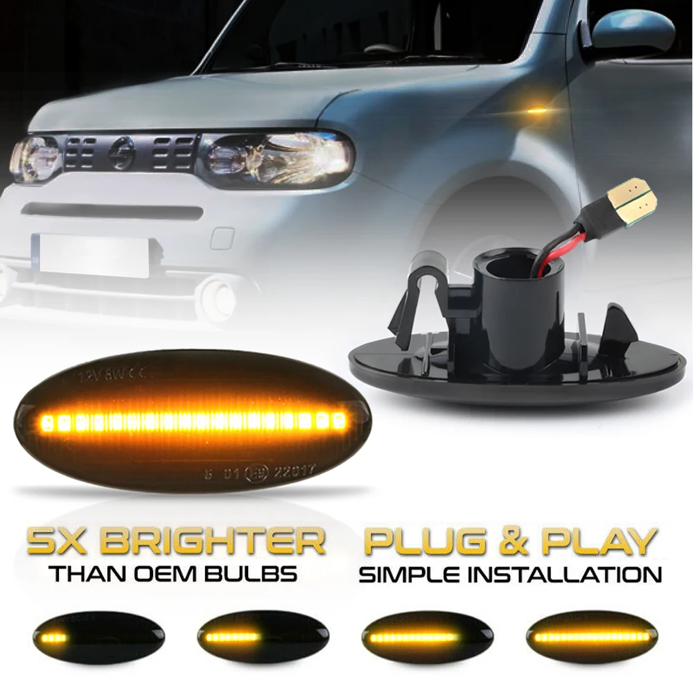 

2Pcs LED Side Marker Turn Signal Lights For Nissan Juke F15 Qashqai J10 Micra Leaf March Note E11 Tiida C12 X-Trail T31 NV200
