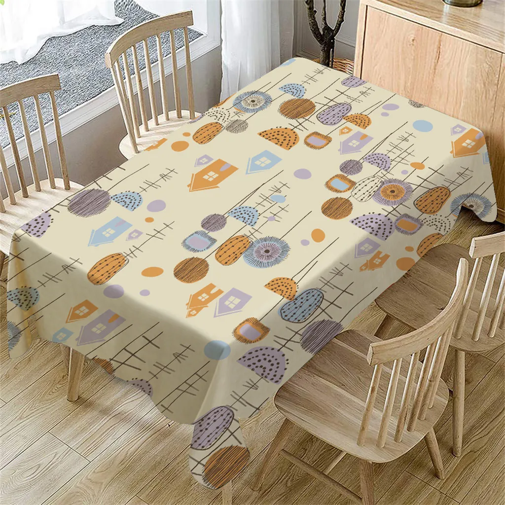 Tablecloth cartoon flowers prints Table Cloth Waterproof &amp Oil Proof Kitchen Decorative Cover tapete obrus 2020 drop ship | Дом и сад