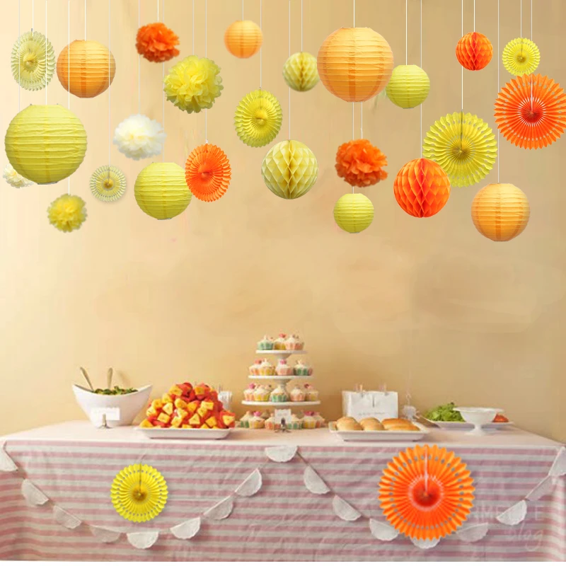 Свадебные Декоративные Круглые Китайские бумажные фонари 10 15 20 25 40 см|Украшения