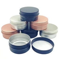 24pcs 50g aluminum jars 50ml black silver rose gold metal tin cosmetic containers crafts colorful aluminum boxs fast shipping